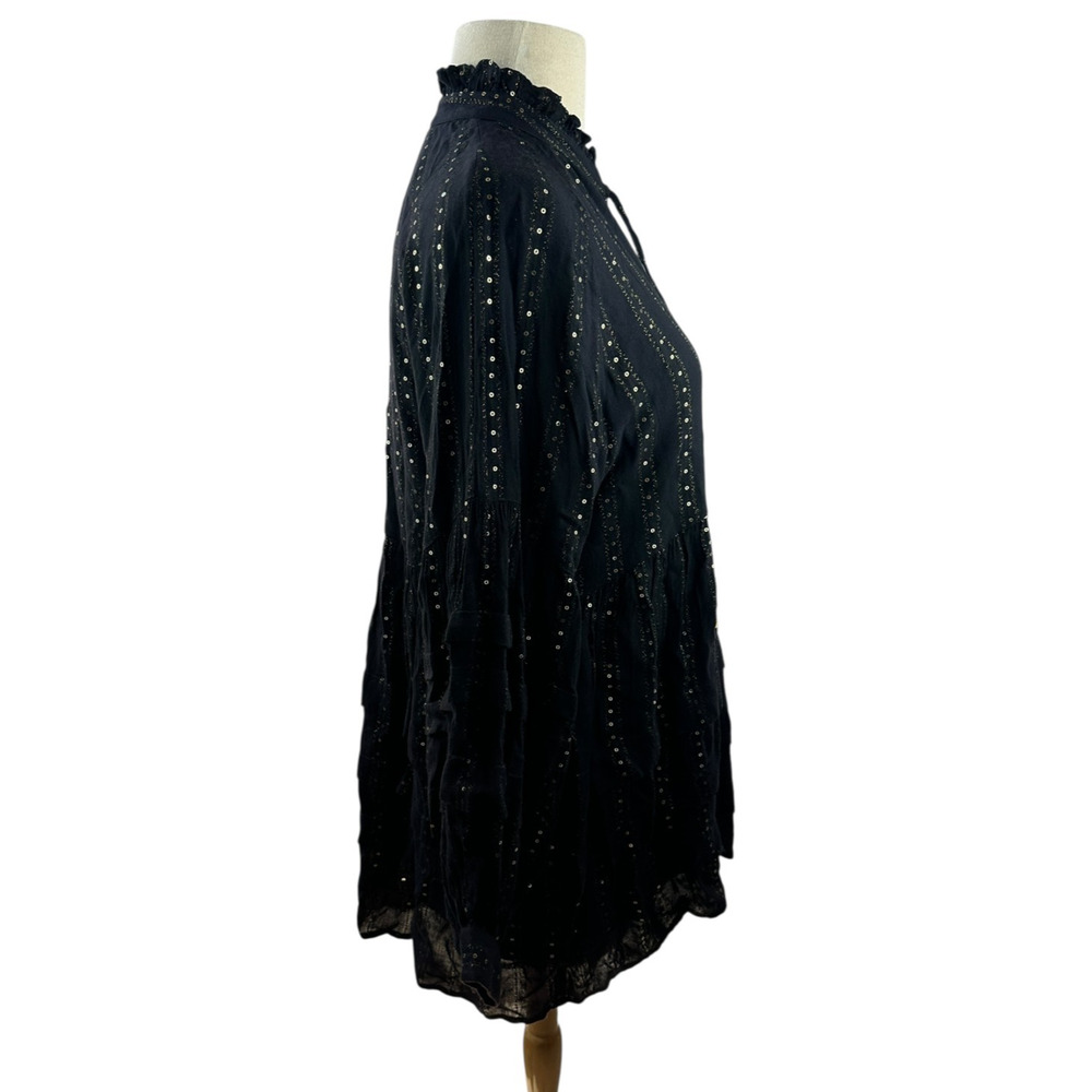 by Anthropologie Quinn Sequined Tunic Blouse Shimmer Small Witchy Whimsigoth - Picture 11 of 16